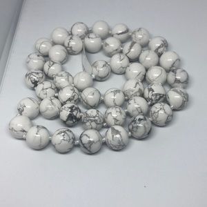 Genuine Howlite Gemstone 28” Beaded Necklace